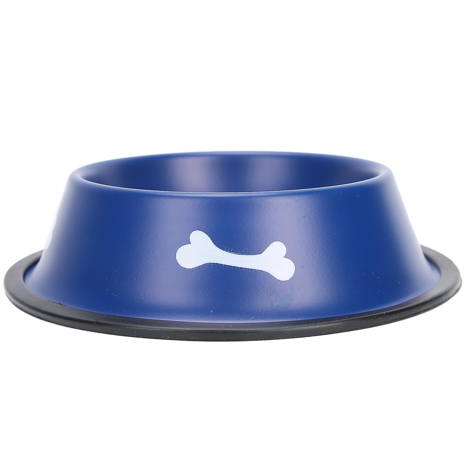 Pet Stainless Steel Bowl Cat Dog Feeder Heavyduty Nonslip Dog Dish With Cute Printblue