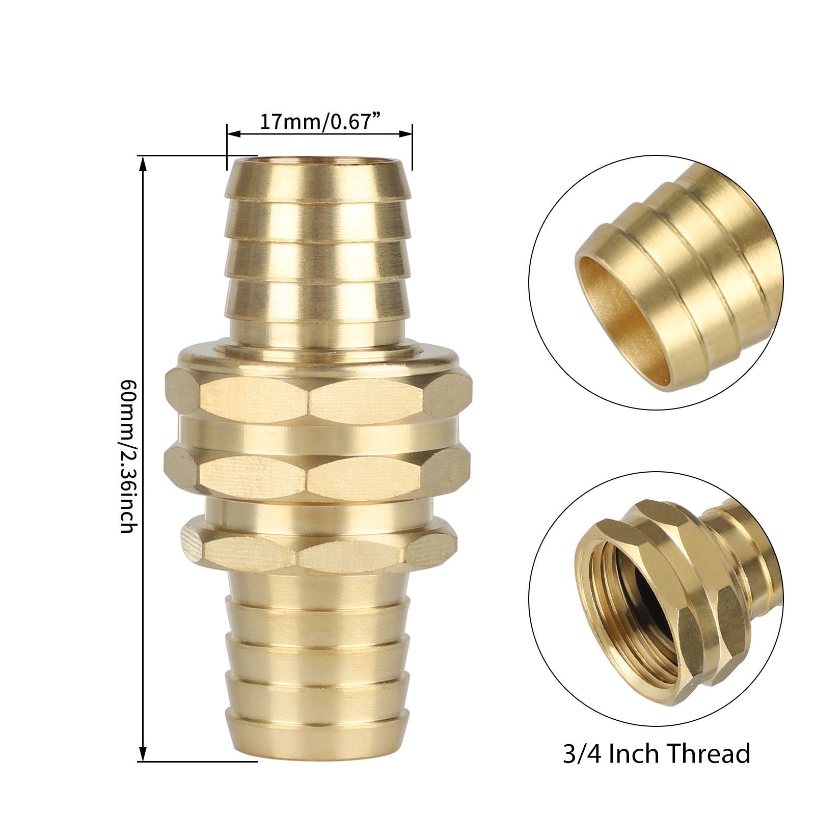 TSV 3 Sets Garden Hose Quick Repair Connector， Solid Brass Hose Repair Kits with Clamps， Fit for 3/4