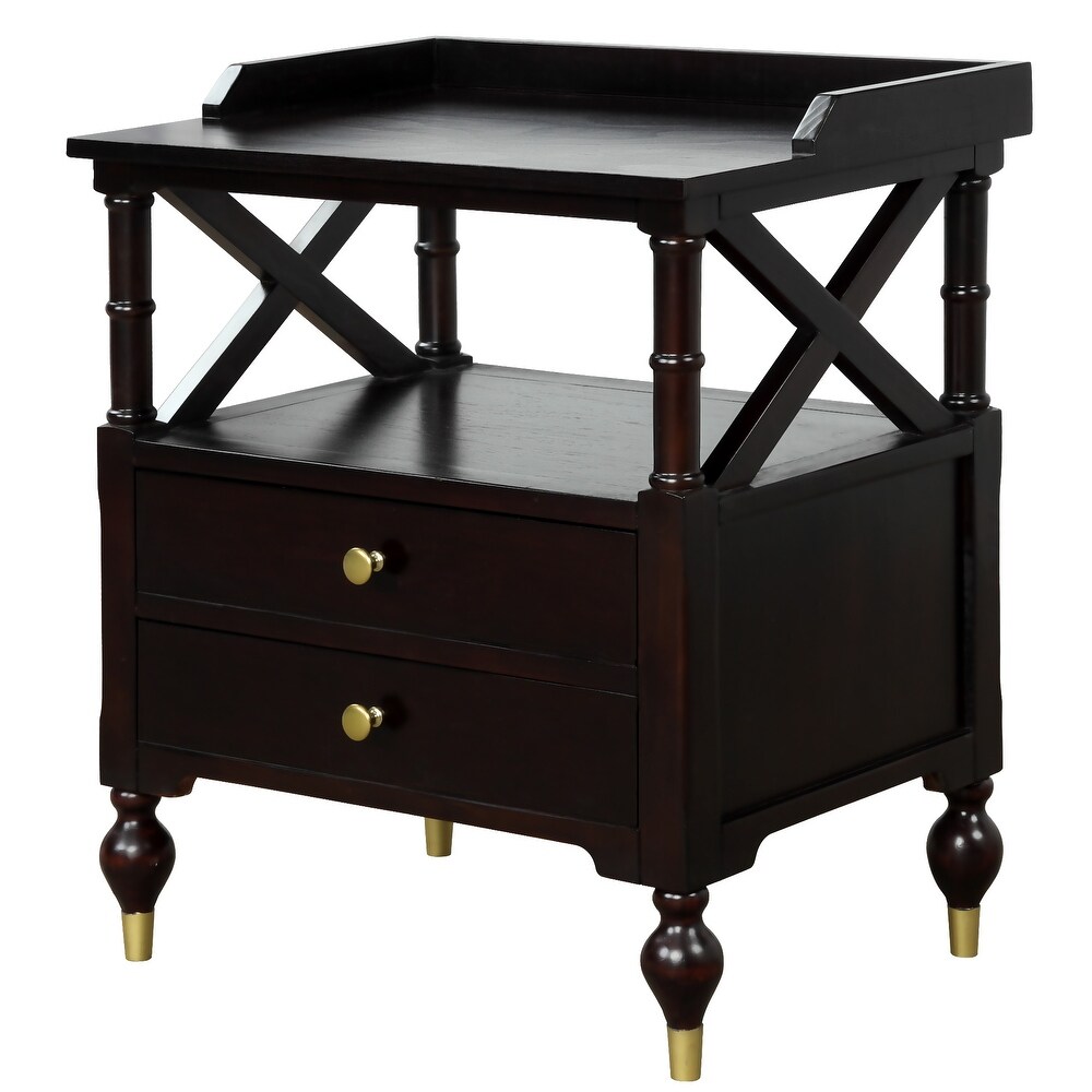 Modern Nightstand Bedside Table with 2 Drawers and Open Compartment Side Table Sofa Table Accent Table