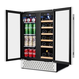 Tylza Dual Zone 24 in. 18-Bottle Wine and 57-Can Built-In and Freestanding Beverage Cooler in Stainless Steel with Safety Lock TYBC120-TYBC120