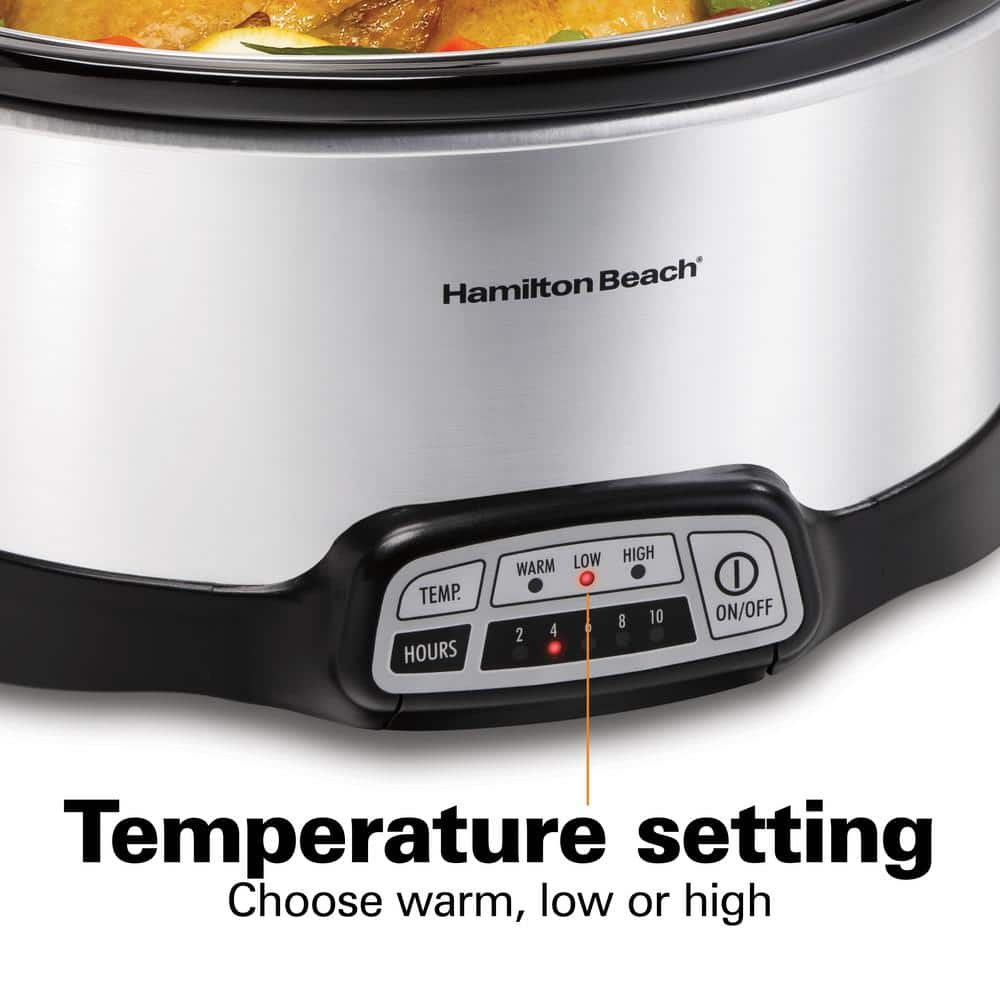 Hamilton Beach 7 Qt. Programmable Stainless Steel Slow Cooker with Built-In Timer and Temperature Settings 33473