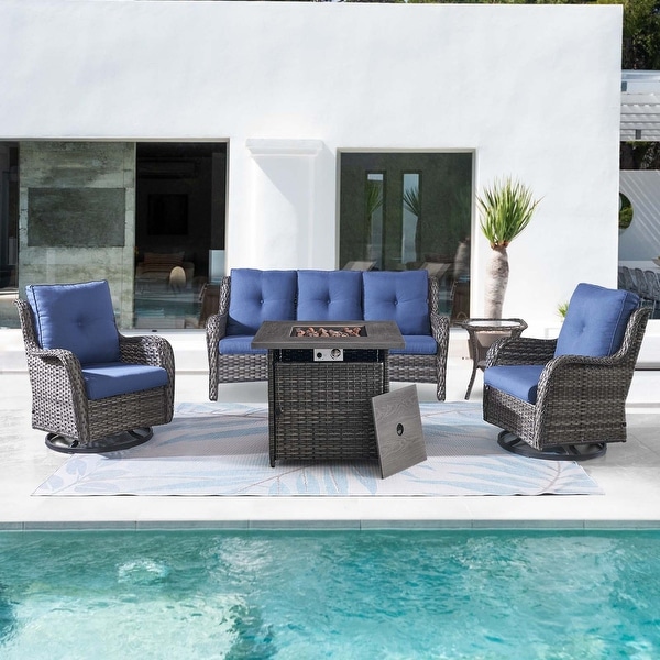 Outdoor Sofa Swivle Chair with Fire Pit Table Side Table