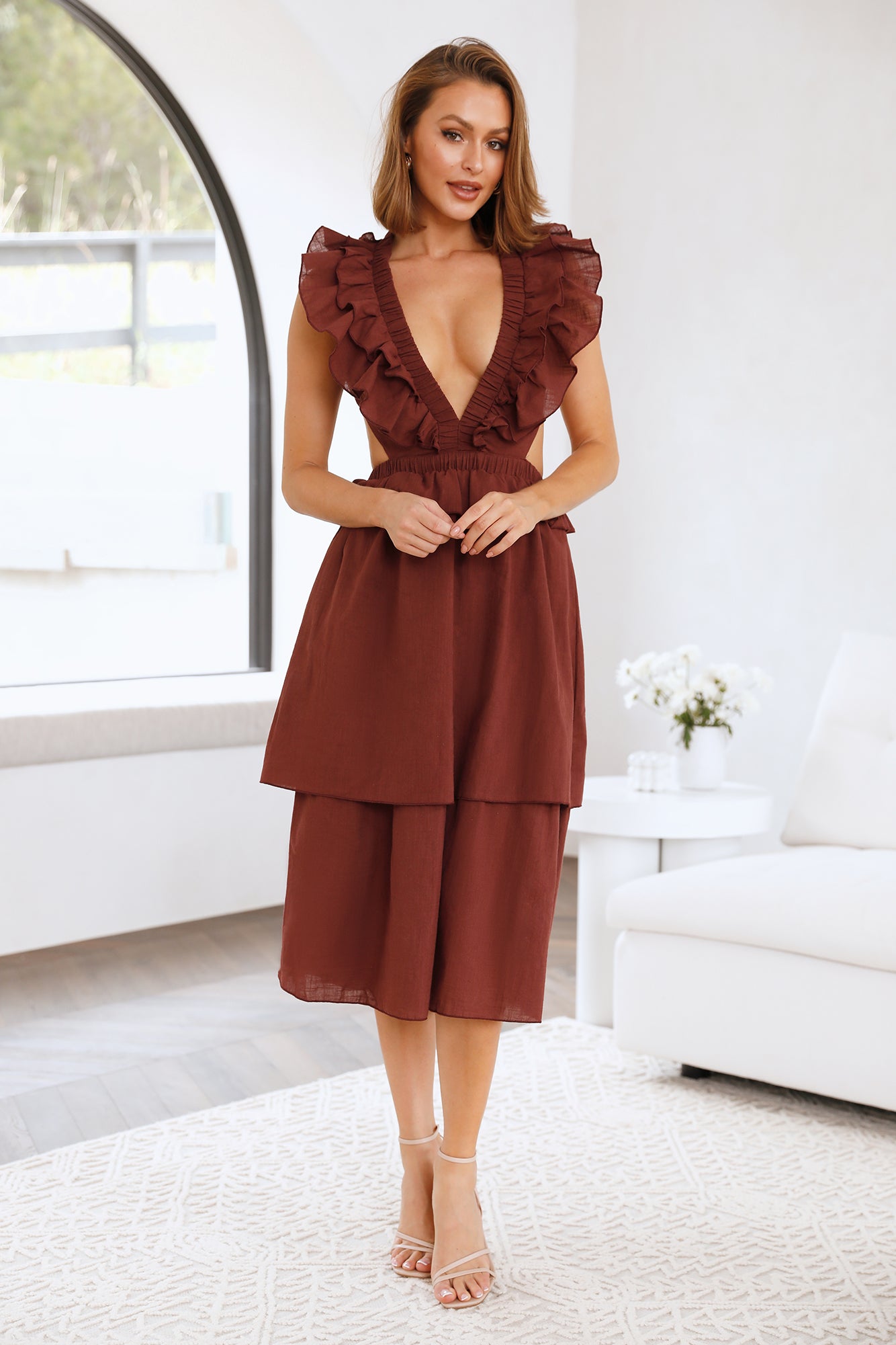 Dive Into Love Midi Dress Brown