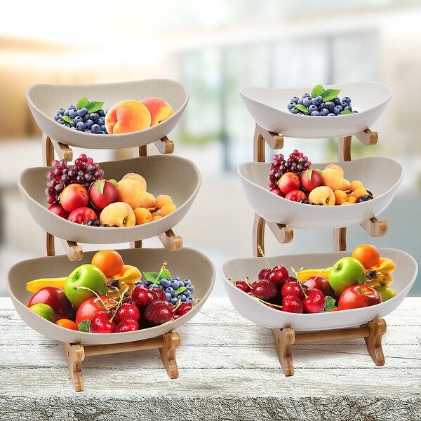 3 Tier Ceramic Fruit Basket Holder Dining Table Fruit Tray