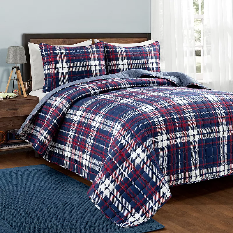 Lush Decor Grayson Farmhouse Plaid Reversible Quilt Set with Shams