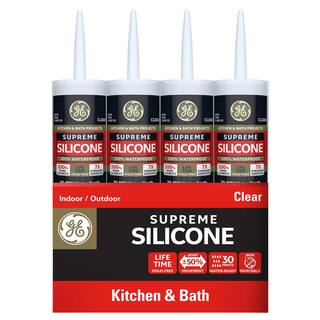 GE 10.1 oz. Supreme Silicone Clear Kitchen and Bath Caulk M90006-30 12C