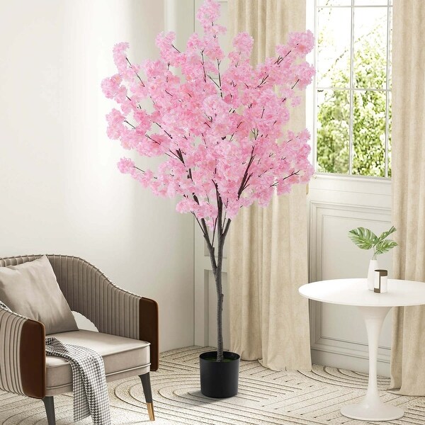 Costway 6.5 FT 1/2 PCS Tall Artificial Cherry Blossom Tree with 1170