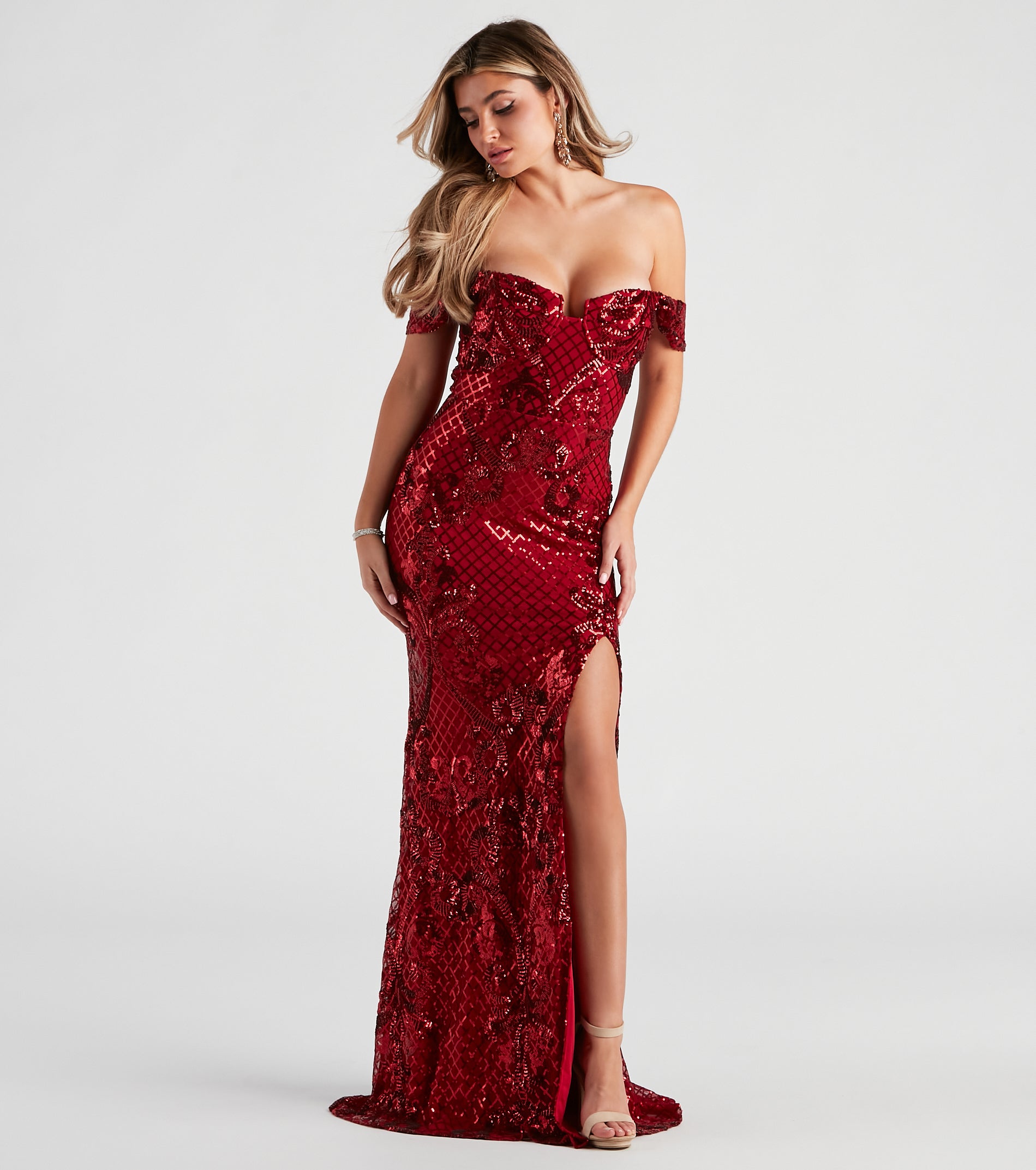 Penelope Off-The-Shoulder Sequin Mermaid Dress