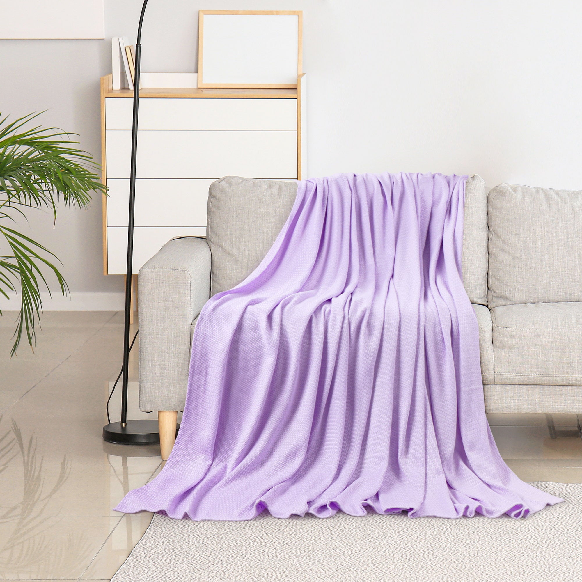 PiccoCasa Bamboo Fiber Blanket Cooling Breathable Bed Blanket Lavender Twin