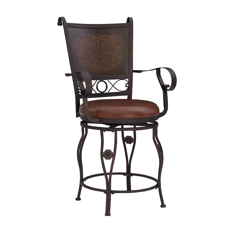 Big and Tall Copper Stamped Back Counter Stool with Arms