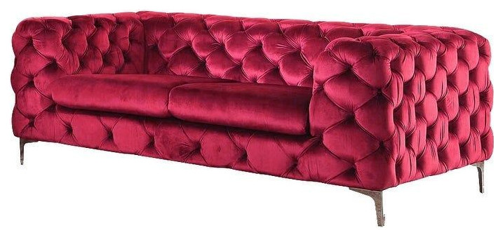 Adam Loveseat  Red Velvet   Midcentury   Loveseats   by Acme Furniture  Houzz