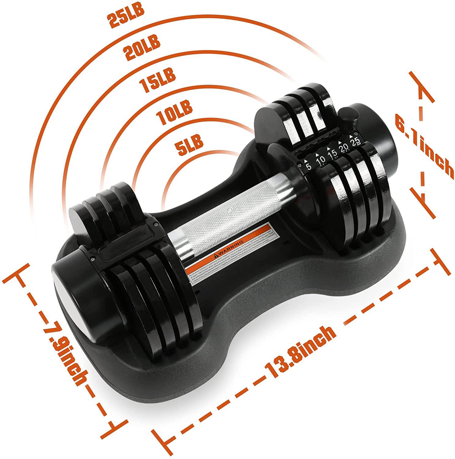 SUGIFT Adjustable Dumbbell 25 Lbs. with Fast Automatic Adjustable and Weight Plate for Home Gym Strength Training Fitness