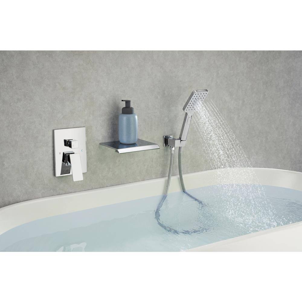 Mondawe Mondawell Waterfall Single-Handle 3-Spray High Pressure Tub and Shower Faucet in Chrome Valve Included MA-D97207CP