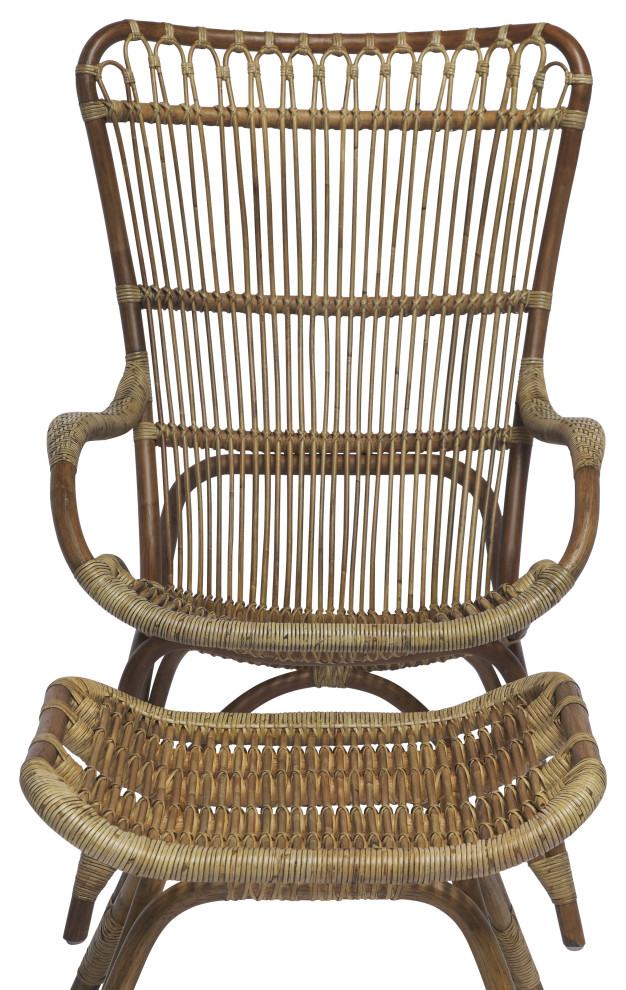 Monet Highback Rattan Lounge Chair and Footstool  Antique   Midcentury   Indoor Chaise Lounge Chairs   by Sika Design  Houzz