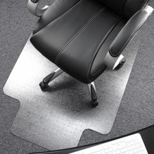 Cleartex Deep Pile Polycarbonate Chairmat - Carpeted Floor， Floor， Home， Office， Carpet - 47 Length x 35 Width x 0.11 Thickness - Lip Size 10 Length x 20 Width - Rectangle - Polycarbonate - Clear - FLR118927LR