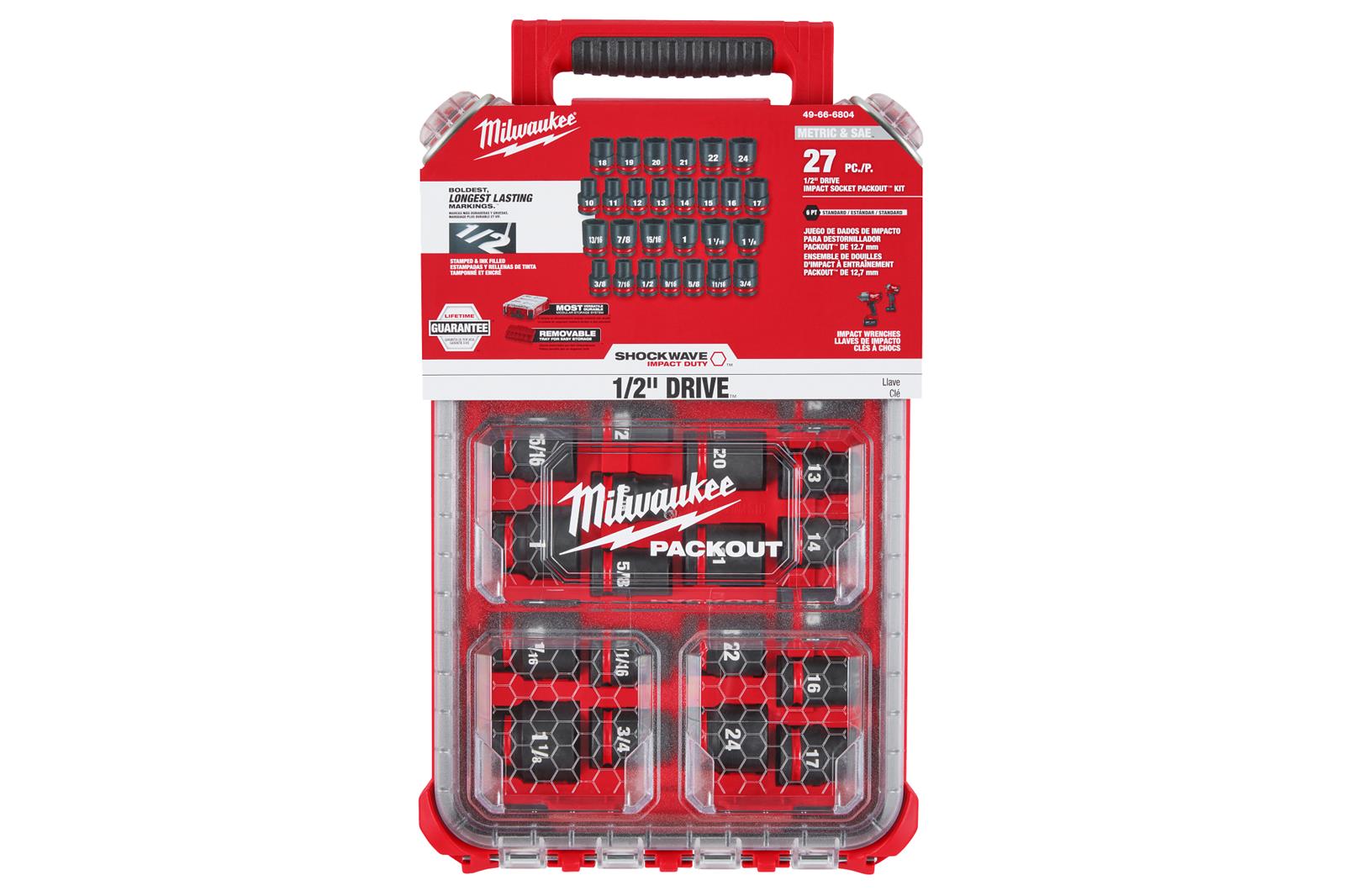 Milwaukee Tool 49-66-6804 Milwaukee PACKOUT SHOCKWAVE Impact-Duty Sockets Sets