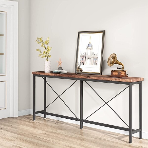 Narrow Entryway Table，Long Console Table，70.9 Inches Narrow Sofa Table，Rustic Wood Hallway Table for Entryway