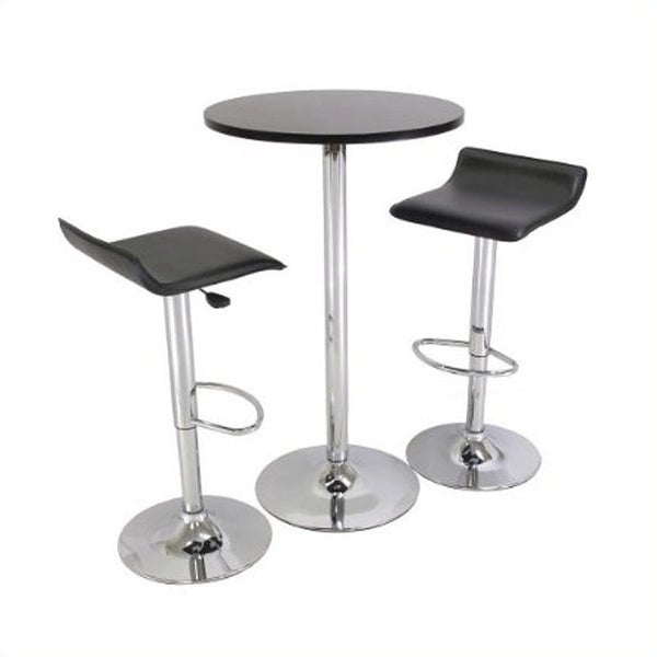 Wood Spectrum 2-Pc Adjustable Swivel Stool Set， Black and Chrome