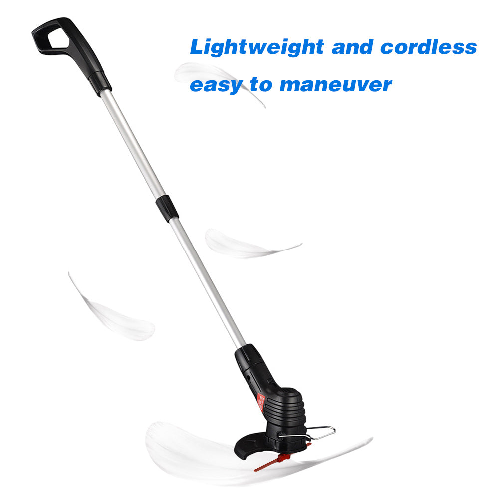 CACAGOO Cordless Electric Lawn Mower Handheld Portable Lightweight Mowing Machine Trimmer Rechargeable Electric Mower Weed Eater with 4 & 1 Stainless Steel Blade