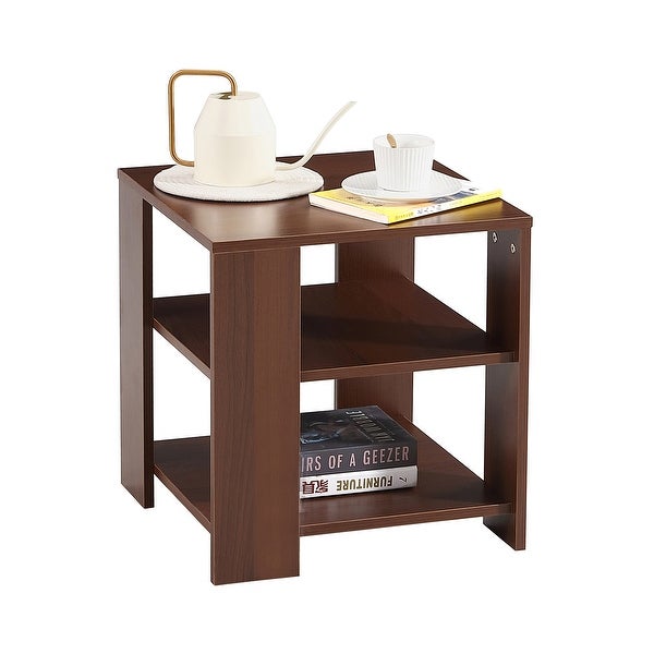 Square side table，simple style design，3-tier end table