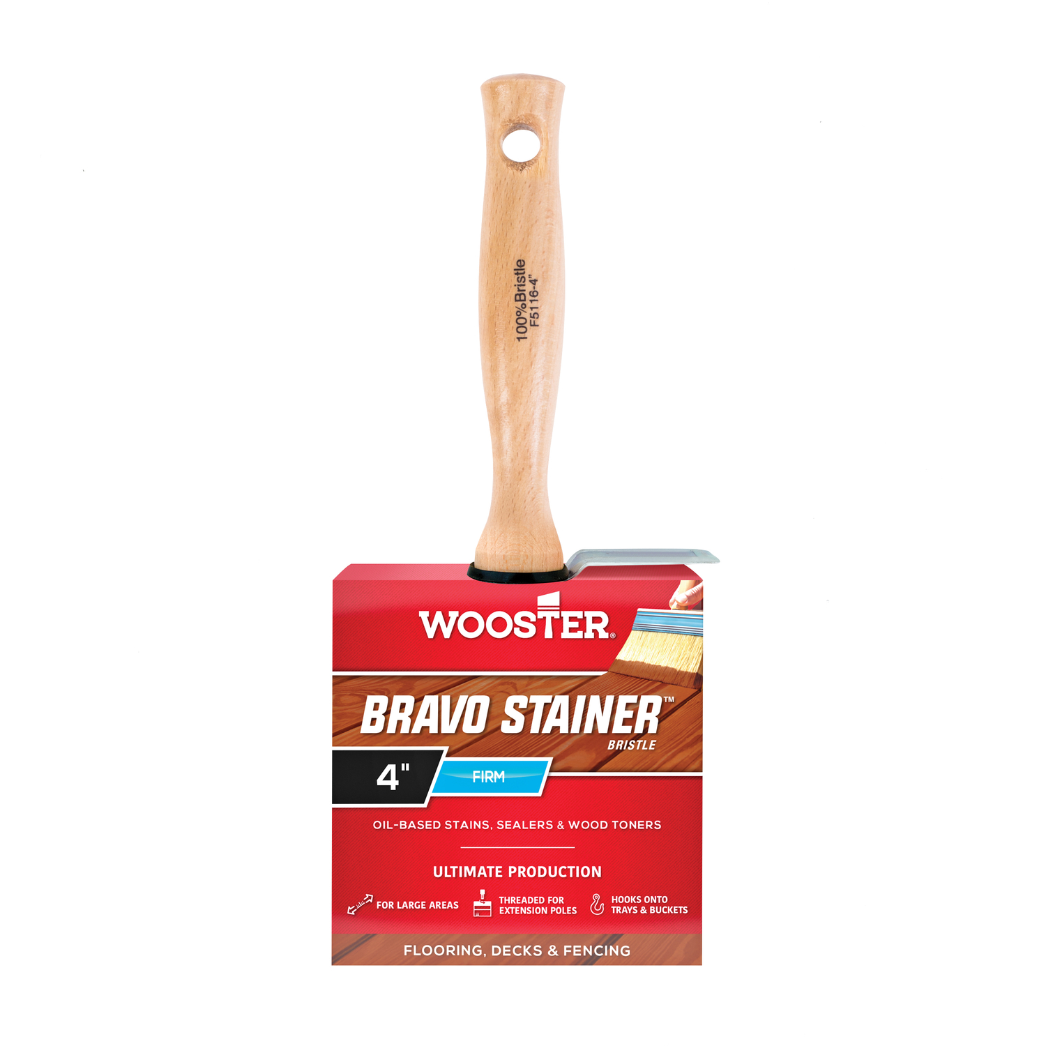 Wooster Bravo Stainer 4 in. Flat Stain Brush