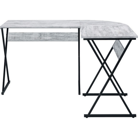 Benjara BM250305 Writing Desk with L Shape and X M...