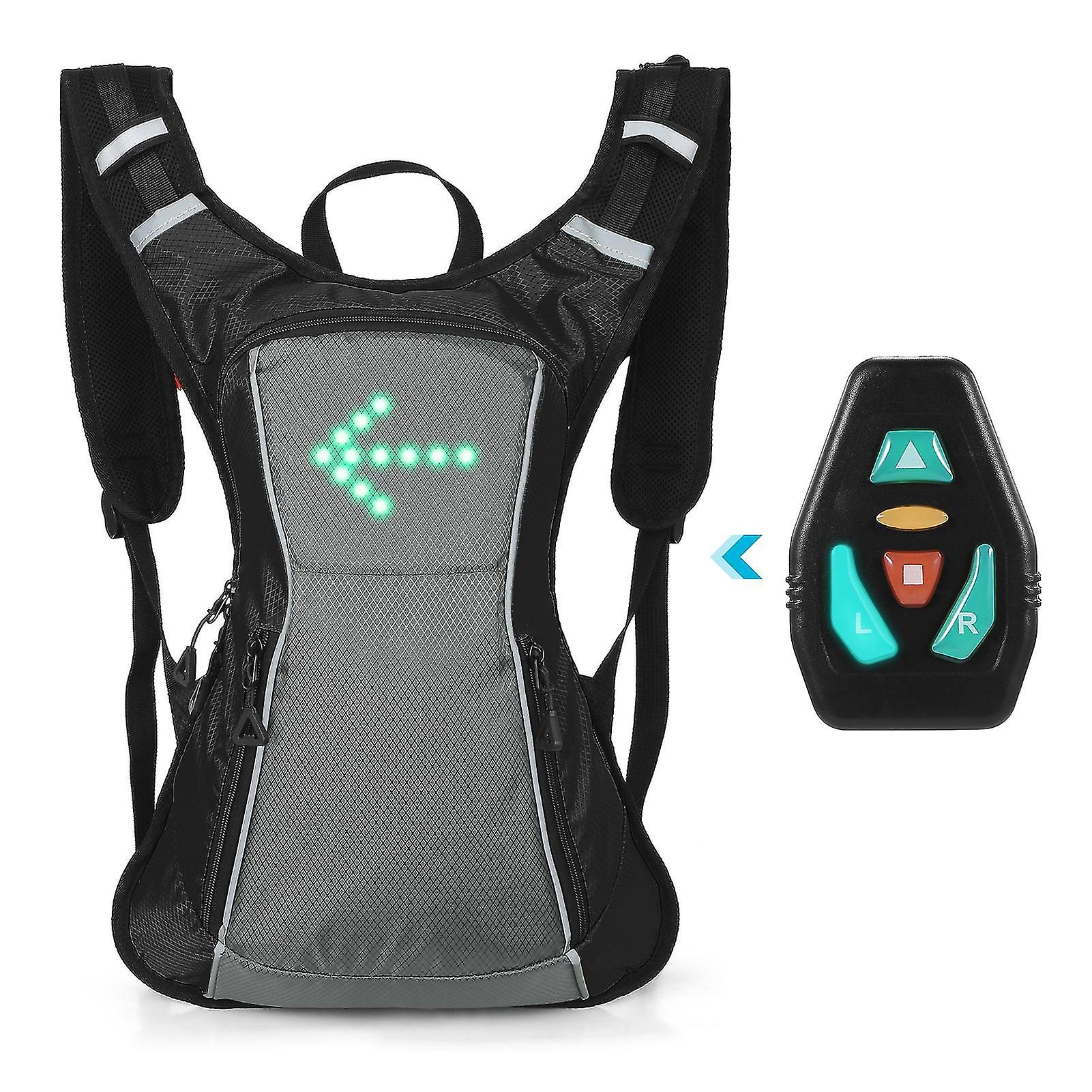 Led Turn Signal Backpack Ipx5 Waterproof Reflective Backpack Usb Rechargeable Safety Light Bag Wireless Rc Bicycle Bag Cycling