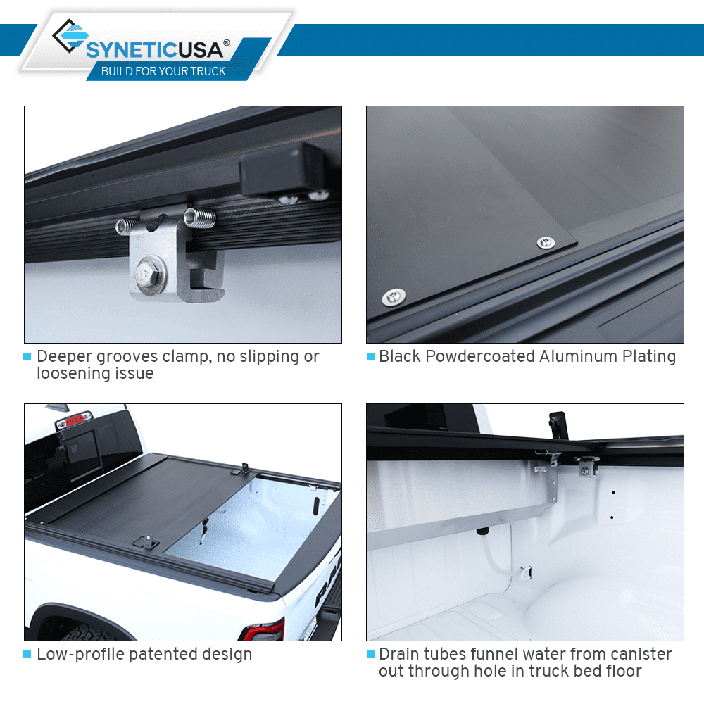 For 2009-2022 Dodge Ram 1500 5.7 FT Short Bed No RamBox Syneticusa Aluminum Waterproof Retractable Hard Tonneau Cover