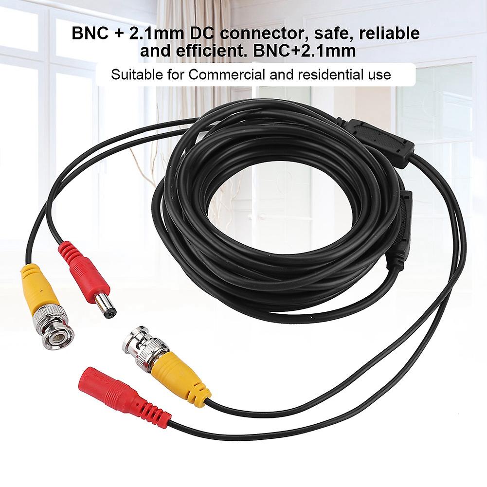 Bnc + 2.1mm Dc Cctv Extension Cable Video Coax Cable For Commercial Residential (5m)