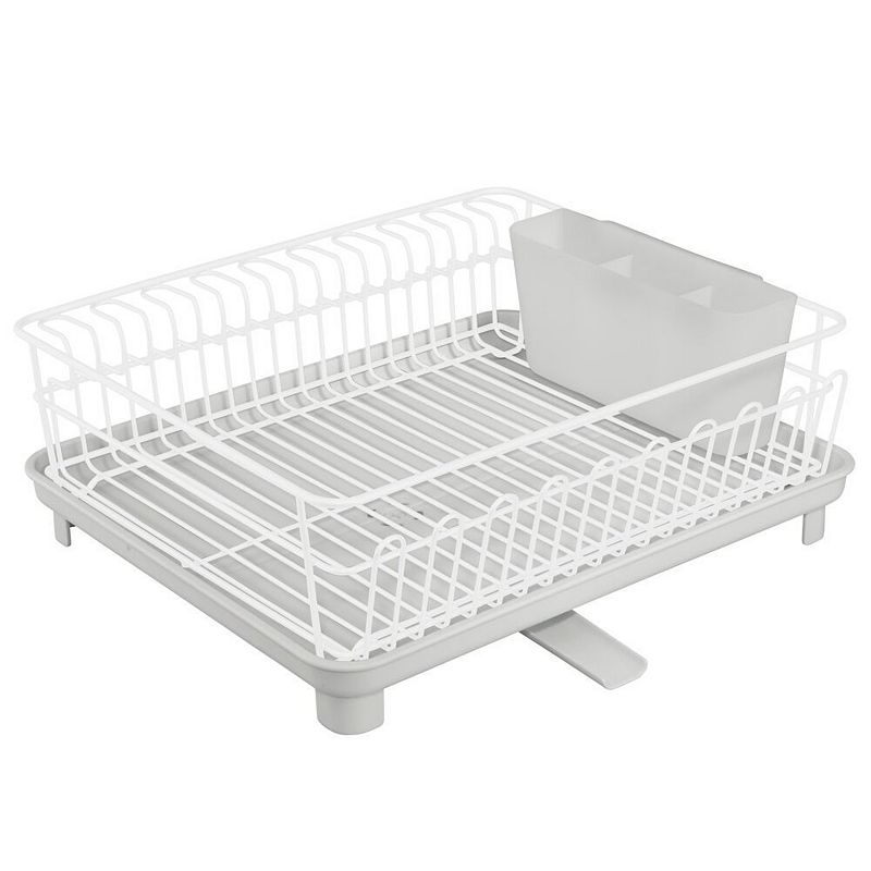 mDesign Kitchen Dish Drying Rack with Swivel Spout， 3 Pieces