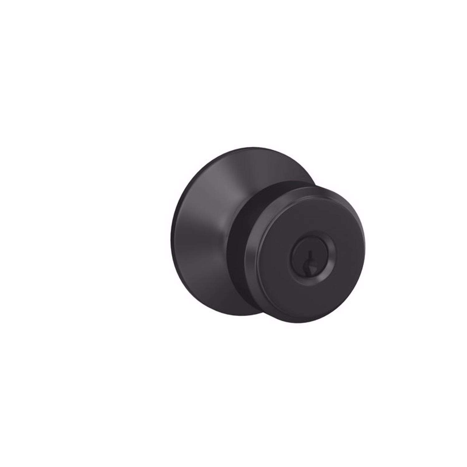 Schlage Bowery Matte Black Entry Knob 1.75 in.