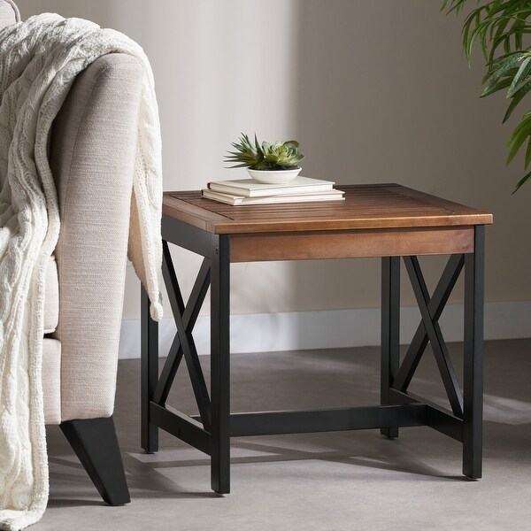 Outdoor Two Toned Finished End Table with Contrasted Legs