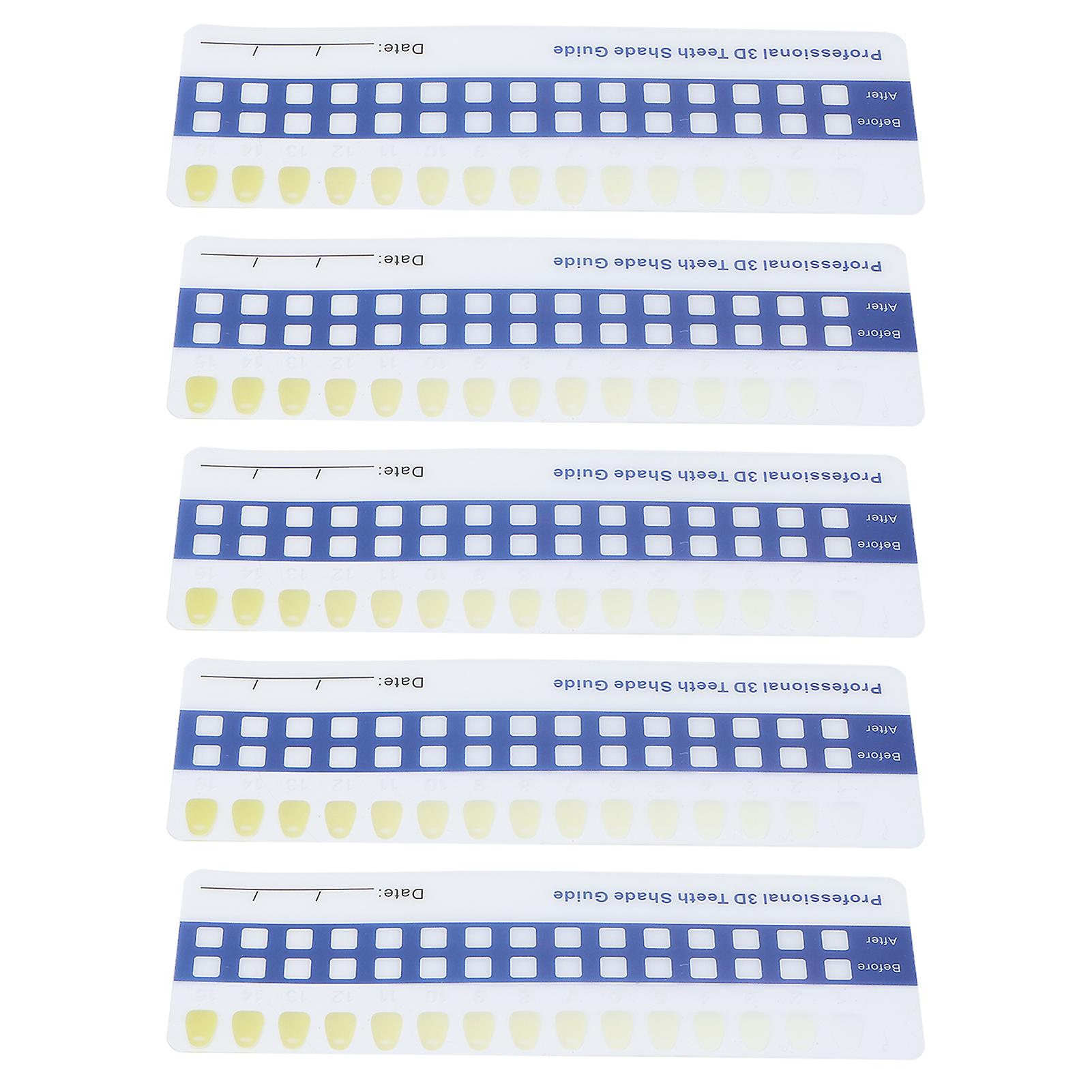 5pcs Teeth Whitening Shade Guide Household Tooth Shade Chart Comparing Card Oral Care Supplies For Dentist