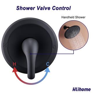 Hlihome Single-Handle 2-Spray 10 in. Wall Mounted Round Tub and Shower Faucet in Matte Black (Valve Included) DKSL-01-MB