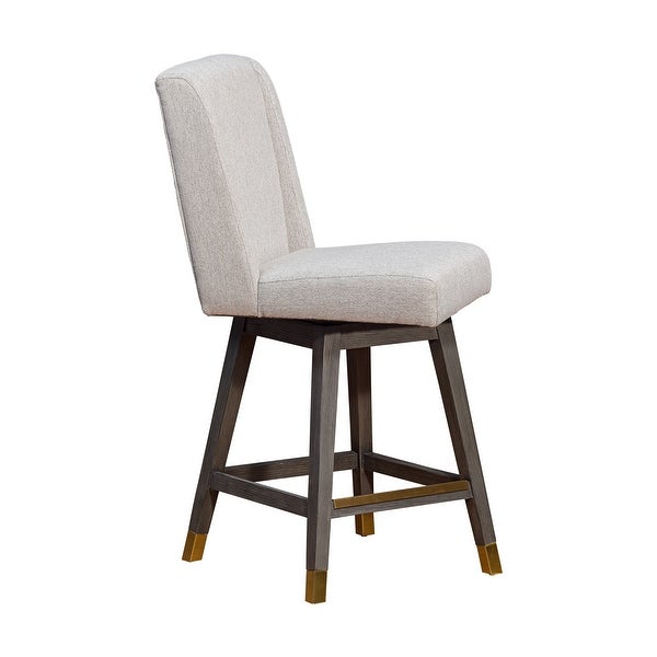 Stancoste Swivel Bar or Counter Stool in Oak Wood Finish with Fabric