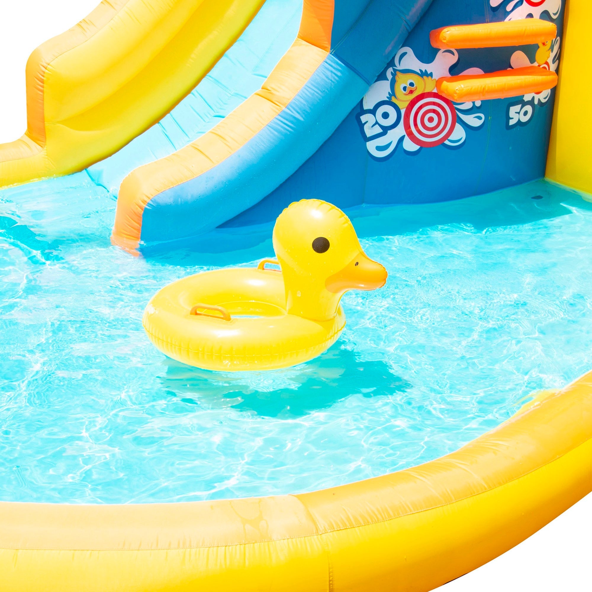 Banzai Inflatable Duck Blast Water Park - Water Blast Cannon & Inflatable Duck Rider