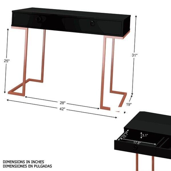 Boahaus Chenonceau Console Table， Black， Metal Frame， Two Drawers