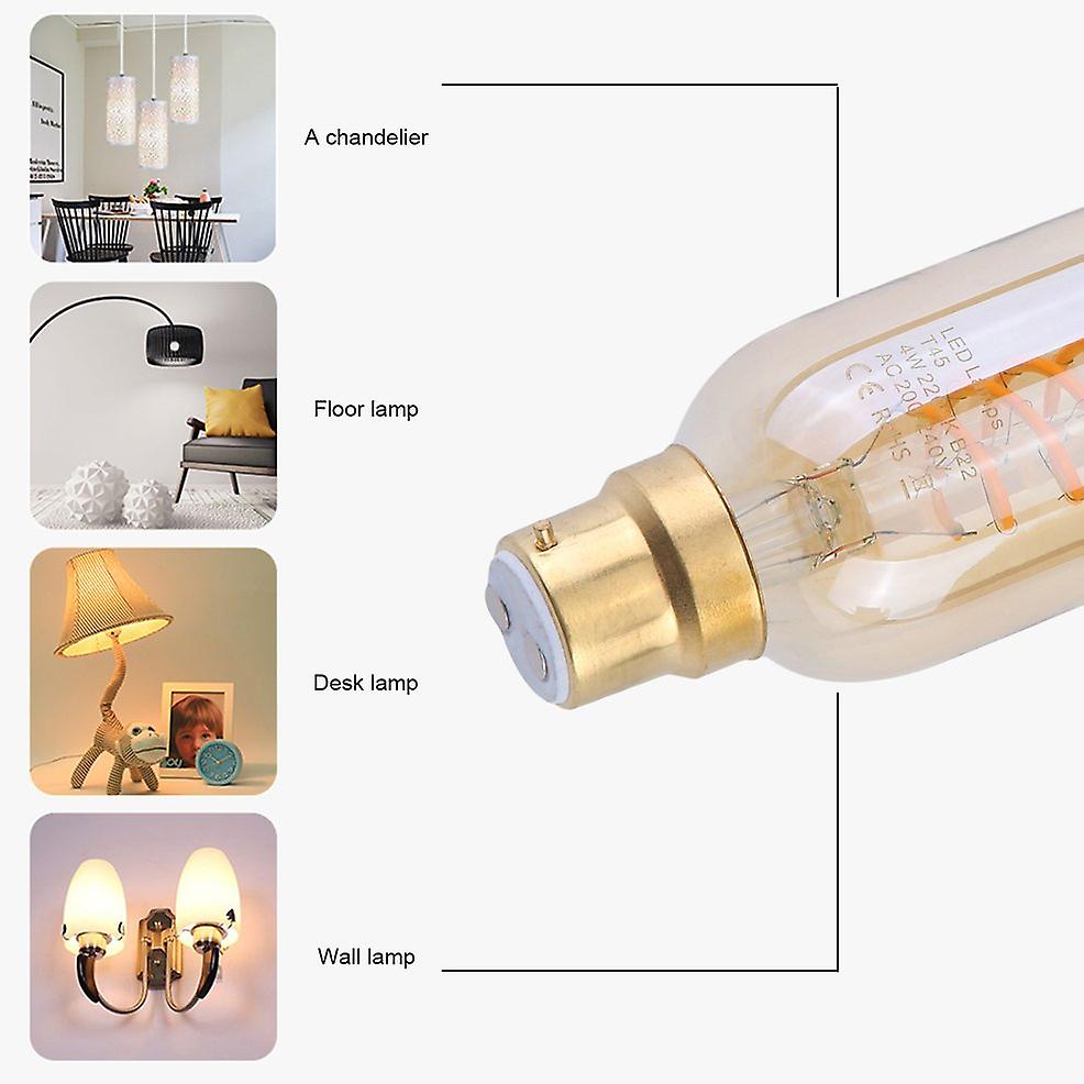 Bright 4pcs T45 Led Soft ment B22 240v 4w Amber Glass 2200k Light Bulb