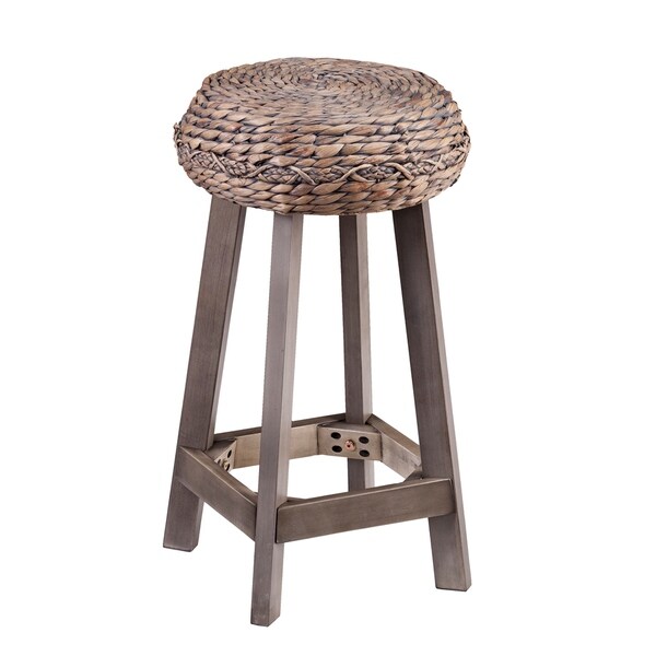 SEI Furniture Belize Grey Washed Wicker Counter Stool (Set of 2)