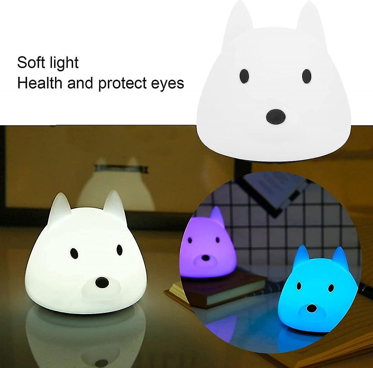 Cute Night Light Dog Shaped Animal Silicone Lamp Colorful Gradient Ambient Lighting Faucet Control Usb Charging Rechargeable Light For Bedroom B0