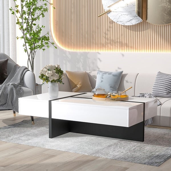 45.2inch Modern Rectangle White Cocktail Table Coffee Table