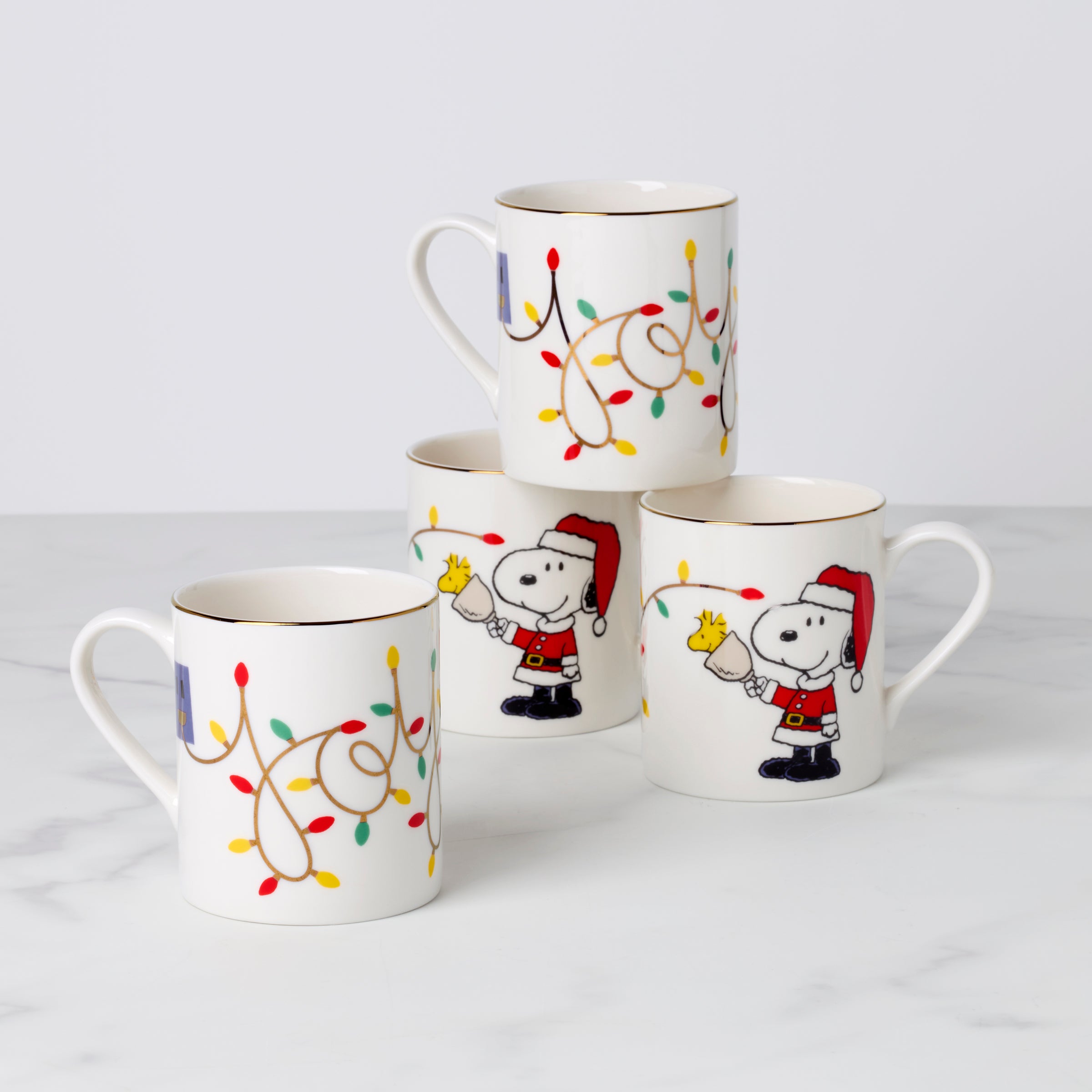 Snoopy Christmas Mugs, Set of 4