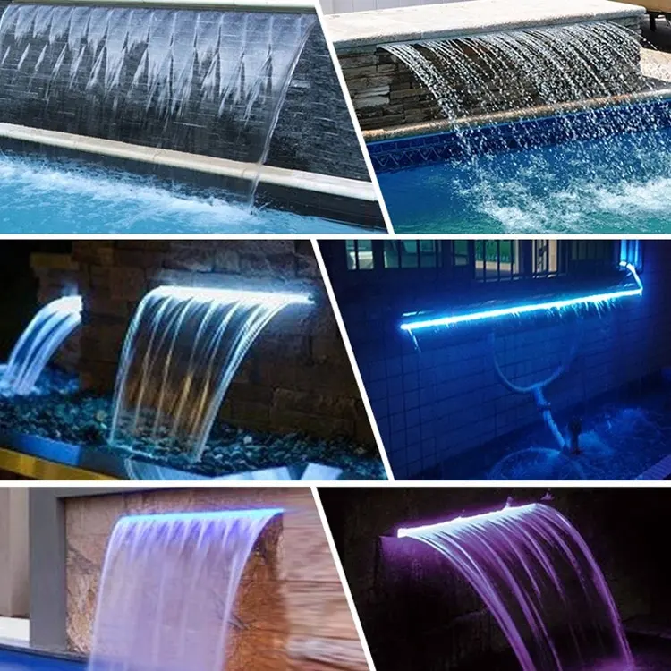 Chinese Stainless Steel Waterfall Pool Fountains Blade Cascade Bottom Supply