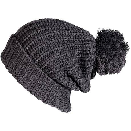 Chunk Knit Ribbed Pom Beanie