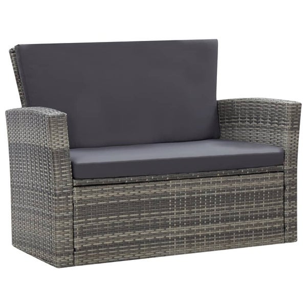 4 Piece Patio Lounge Set with Cushions Poly Rattan Gray - Overstock - 36363827