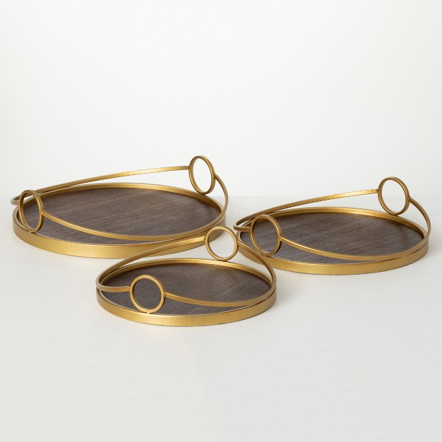 11 75 quot l 13 75 quot l And 15 75 quot l Sullivans Round Gold Metal Tray Set Of 3 Multicolored