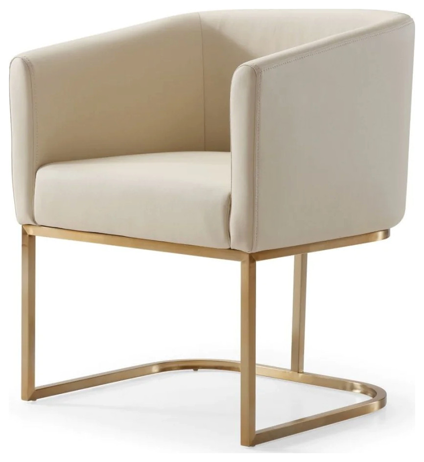 Virgie Modern Beige Bonded and Antique Brass Dining Chair  Set of 2   Contemporary   Dining Chairs   by V.S.D Furniture  Houzz