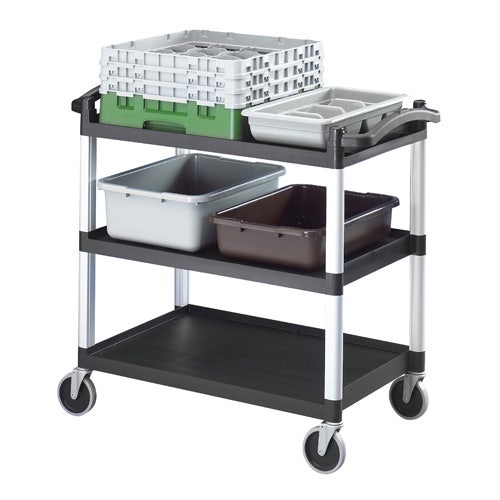 Cambro BC340KD110 Three-Shelf Standard Duty Utility Cart， 400 lb. Capacity， Black