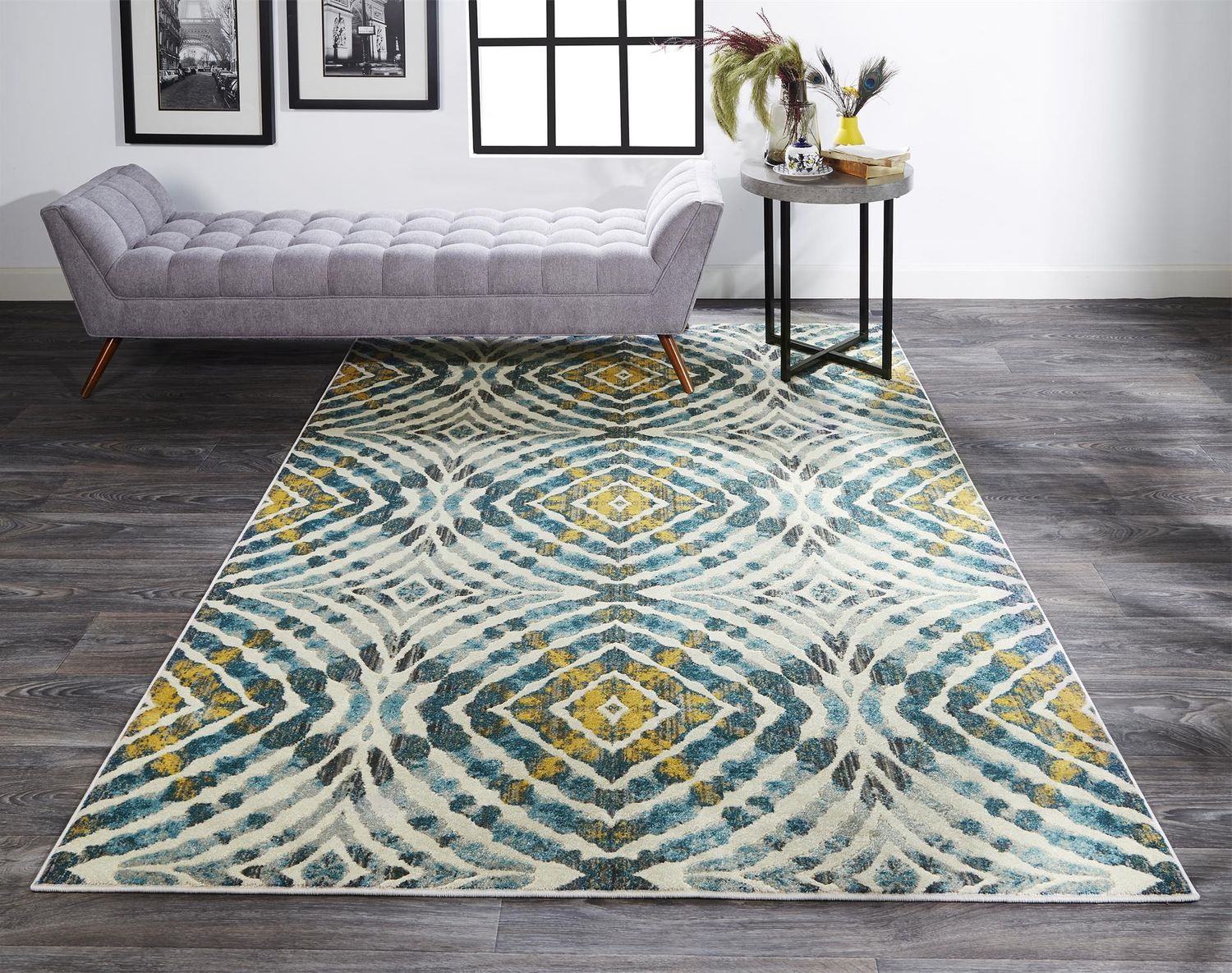 Arsene Blue and Yellow Rug by BD Fine