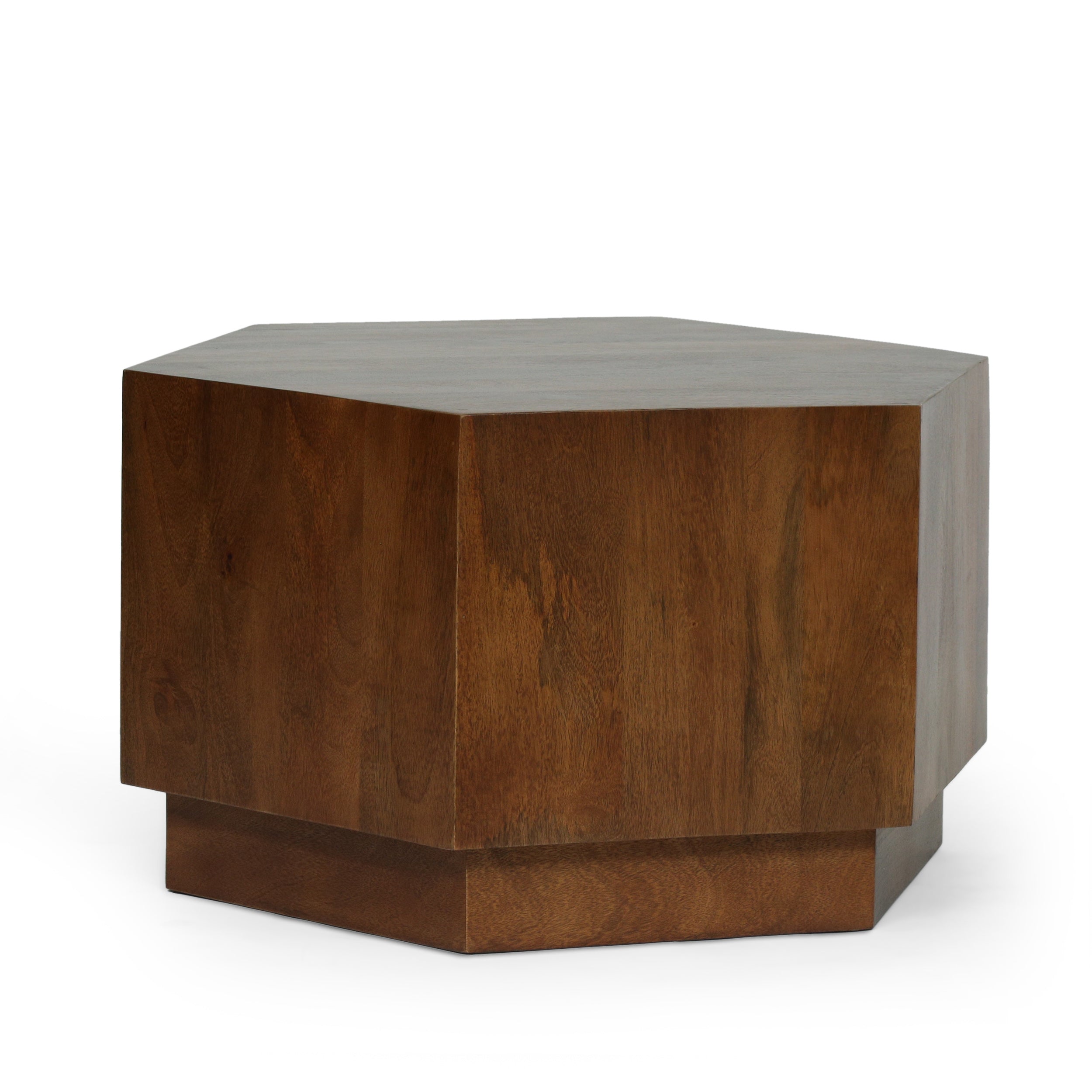 Huntley Contemporary Handcrafted Mango Wood Hexagonal Coffee Table, Honey Brown